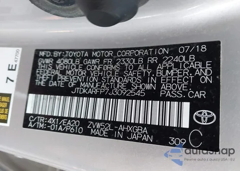2018 Toyota Prius Prime Premium from USA, damaged, VIN JTDKARFP7J3092545